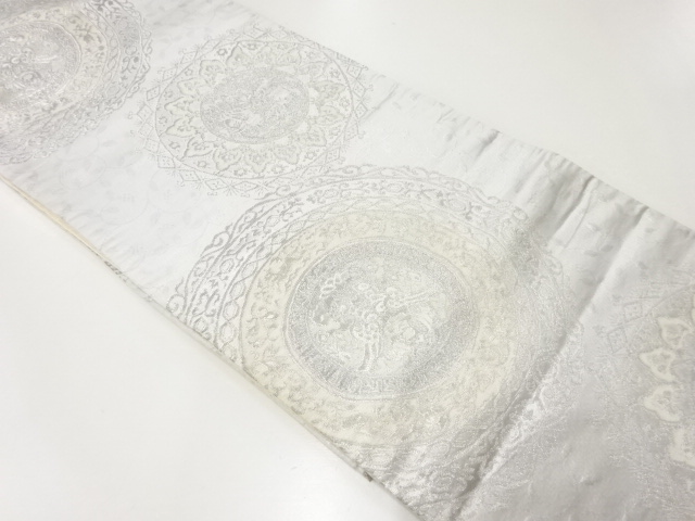 アンティーク　華文唐草模様織出し袋帯（材料）